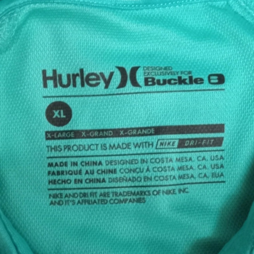 Hurley Men's Aqua Polo Shirt - Picture 3 of 3
